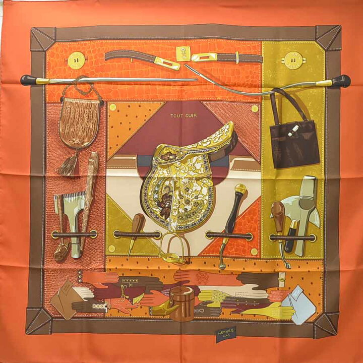 楽天市場】【美品】エルメス HERMES スカーフ カレ90 TOUT CUIR すべて  