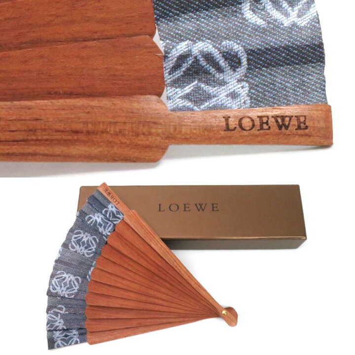 楽天市場】ロエベ 扇子 アナグラム ブラウンxグレー ウッドx布 LOEWE  