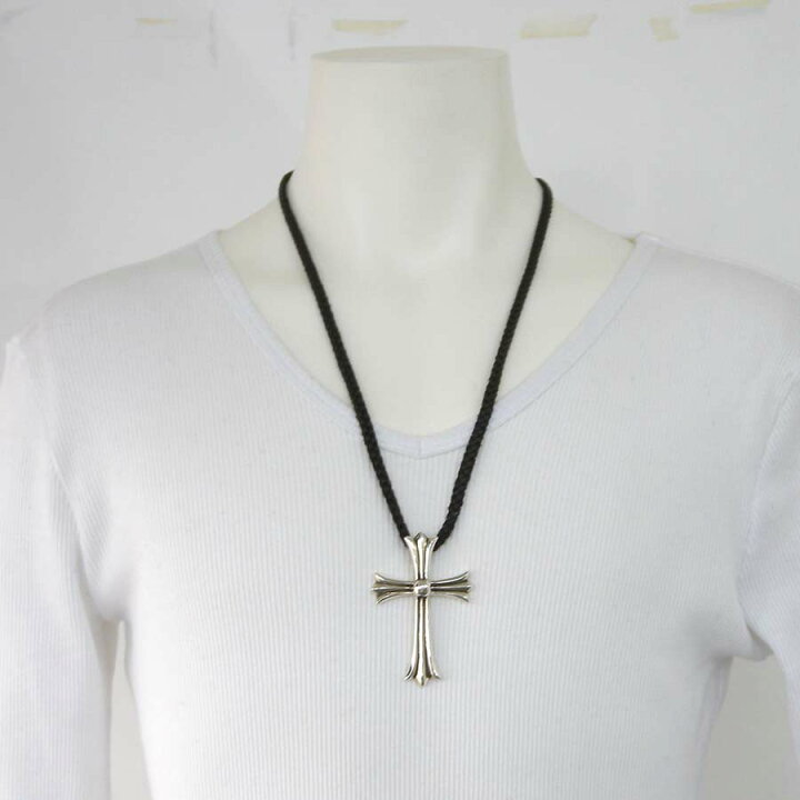 楽天市場 クロムハーツ Chrome Hearts アクセサリー ラージ Chクロス ペンダント タイニーレザーブレードバレルボロチップ シルバーxブラック シルバー925xレザー ネックレス レディース メンズ 中古 定番人気 V ブランドバリュー