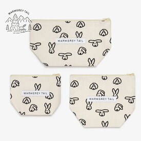 【NEW】WARMGREYTAIL BUNNY BUNNY STANDING POUCH IVORY ポーチ 韓国 ブランド ウォームグレーテイル リネン コットン 綿 化粧 モバイル うさぎ バニー 販売 ギフト プレゼント【送料無料】