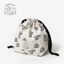 【NEW】WARMGREYTAIL BUNNY BUNNY STRING POUCH IVORY 巾着ポーチ 韓国 ブランド リネン コットン 綿 ストリングポーチ うさぎ バニー 販売 ギフト プレゼント【送料無料】
