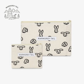 【NEW】WARMGREYTAIL BUNNY BUNNY FLAT POUCH IVORY ポーチ 韓国 ブランド ウォームグレーテイル リネン コットン 綿 化粧 モバイル うさぎ バニー 販売 ギフト プレゼント【送料無料】