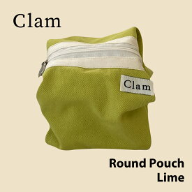 【Clam正規販売店】Clam Round Pouch Lime ポーチ 韓国 ブランド ハンドメイド コスメポーチ 大容量 小物入れ 布 収納 大きめ かわいい おしゃれ 整理 handmade 日本 販売 ギフト プレゼント【送料無料】