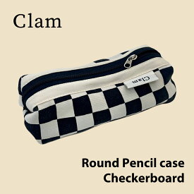 【Clam正規販売店】Clam Round Pencilcase Checkerboard 韓国 ブランド ハンドメイド ペンケース 筆箱 大容量 高校生 小物入れ 布 ポーチ 収納 大きめ かわいい おしゃれ 整理 handmade 日本 販売 ギフト プレゼント【送料無料】
