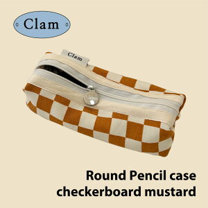 yClamK̔XzClam Round Pencilcase Checkerboard mustard ؍ uh nhCh yP[X M Z e  z |[` [ 傫 킢   handmade { ̔ Mt