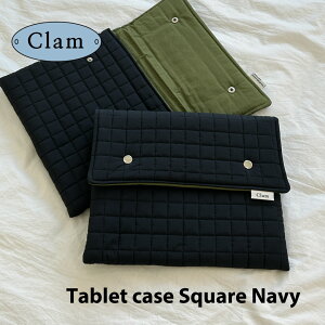 �yClam���K�̔��X�zClamTablet case Square Navy 12�C���` �؍� �u�����h iPad Pouch �k�r �L���e�B���O �n���h���C�h �^�u���b�g �|�[�` iPad �P�[�X �o�b�O iPad Pro Air Mini A5 �y�� ���[ �y�ʂ��킢�� handmade 
