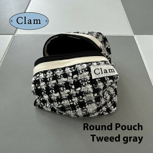 yNEW!zClam Round Pouch Tweed gray |[` ؍ uh nhCh RX|[` e  z [ 傫 킢   handmade { ̔ Mtg v[gyz