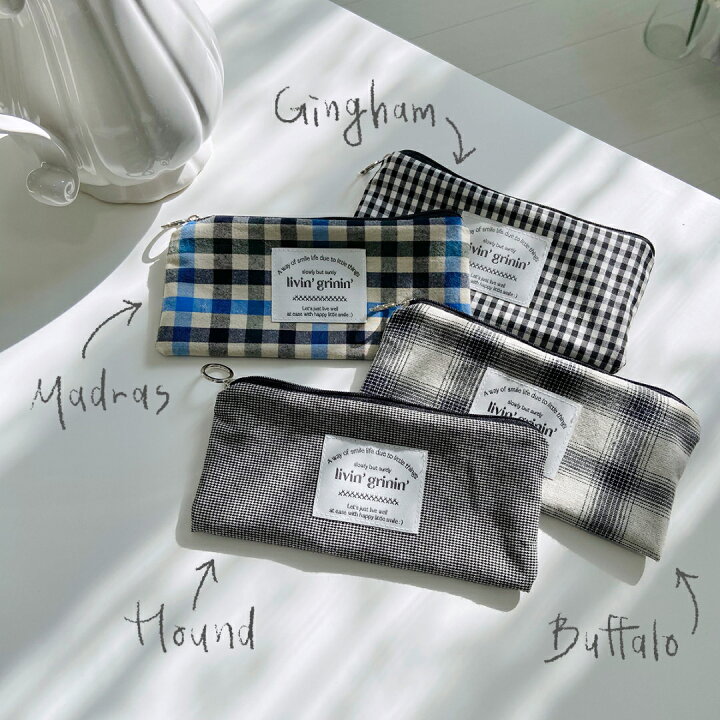 楽天市場 Livin Grinin Simply Check Pencil Case 韓国 ブランド ハンドメイド ペンケース 筆箱 レディース 小物入れ 布 ポーチ 収納 かわいい おしゃれ 整理 Handmade 日本 販売 ギフト プレゼント 送料無料 Astore