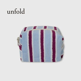 unfold Stripe terry pouch Purple-blue アンフォールド ポーチ 韓国 ブランド レディース ファブリック コットン コスメ 通勤 通学 おしゃれ 日本 販売 Unfold ギフト プレゼント