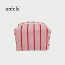 【NEW】unfold Stripe terry pouch Pink-red アンフォールド ポーチ 韓国 ブランド レディース ファブリック コットン コスメ 通勤 通学 おしゃれ 日本 販売 Unfold ギフト プレゼント