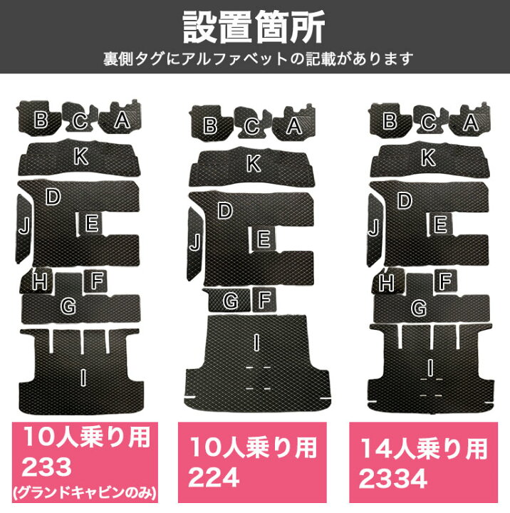楽天市場】ハイエース 10人乗り 233 224 14人乗り 2334 フロアマット 