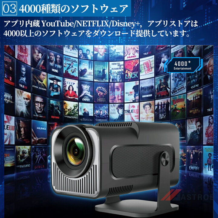 楽天市場】プロジェクター 小型 家庭用 4K対応 天井投影 210°回転 内蔵