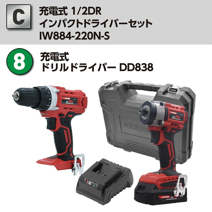 楽天市場】【C】DC18V 充電式インパクトドライバーセット ID884-220N-S 
