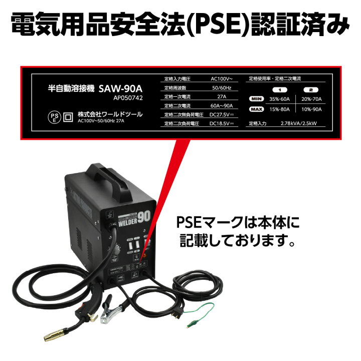 楽天市場】【4/16までセール中】半自動溶接機 SAW-90A| 溶接機 100V 