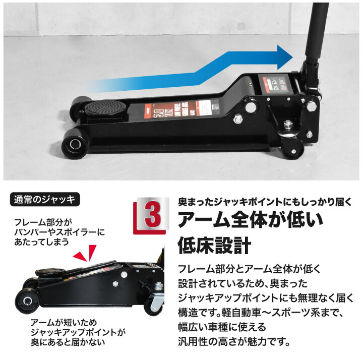 楽天市場】3.0TON 低床ガレージジャッキ GJ142 | ジャッキ ガレージ 