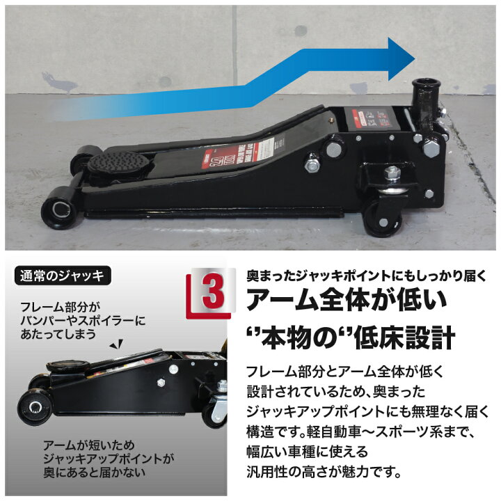 楽天市場】2.0TON 超低床ガレージジャッキ GJ143 | ガレージジャッキ 