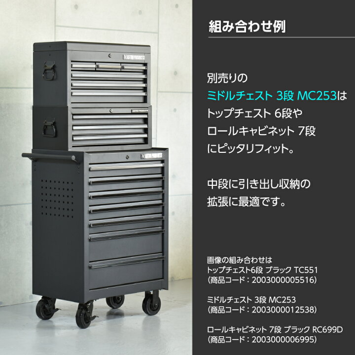 楽天市場】ロールキャビネット 7段 ブラック RC699D/レッド RC209D 