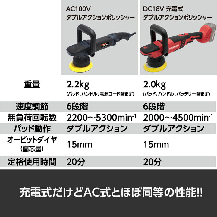 楽天市場】DC18V 充電式ダブルアクションポリッシャー EP907 