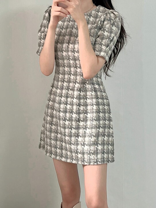 楽天市場】【送料無料】千鳥柄ミニワンピース レディース ショート丈  