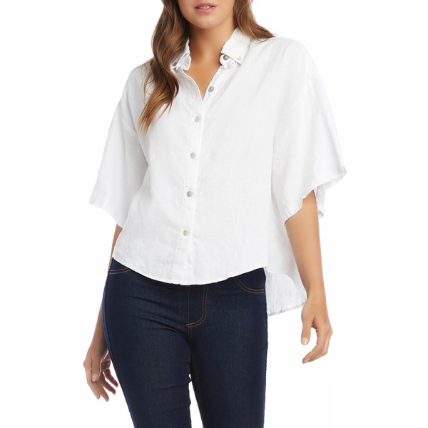 発売モデル カレンケーン レディース トップス 引出物 カットソー White Shirt Linen Button-Down 全商品無料サイズ交換 Relaxed