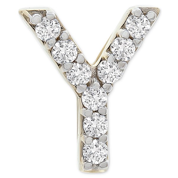ラップド  レディース ピアス＆イヤリング アクセサリー Diamond Initial Y Single Stud Earring (1 20 ct. in 14k Gold, Created for Macy's Y - 1