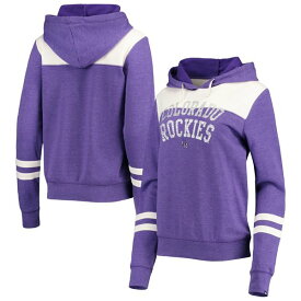 ニューエラ レディース パーカー・スウェットシャツ アウター Colorado Rockies New Era Women's Colorblock TriBlend Pullover Hoodie Heathered Purple/White