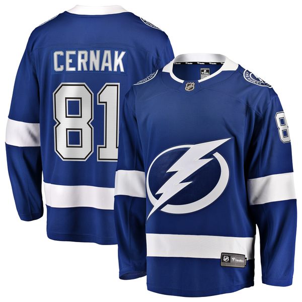 ファナティクス メンズ ユニフォーム トップス Erik Cernak Tampa Bay Lightning Fanatics Branded Home Breakaway Player Jersey Blue ベスト・ジレ
