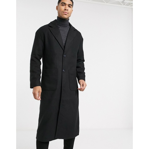 アナザーインフルエンス メンズ コート アウター Another Influence longline overcoat in black Black コート・ジャケット