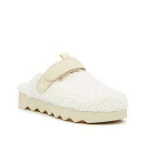 \ fB[X T_ V[Y Vibe Cozy Suede Clog Off White