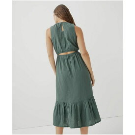 パクト レディース ワンピース トップス Women's Organic Cotton Coastal Double Gauze Cutout Midi Dress Dark forest