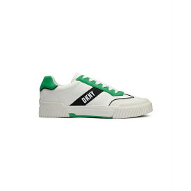 ダナ キャラン ニューヨーク メンズ スニーカー シューズ Men's Side Logo Perforated Two Tone Branded Sole Racer Toe Sneakers White, Green