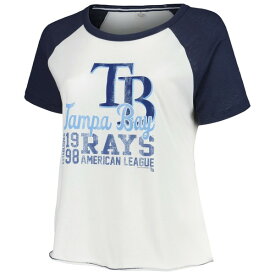 ソフト?アズ ア?グレープ レディース Tシャツ トップス Tampa Bay Rays Soft as a Grape Women's Plus Size Baseball Raglan TShirt White