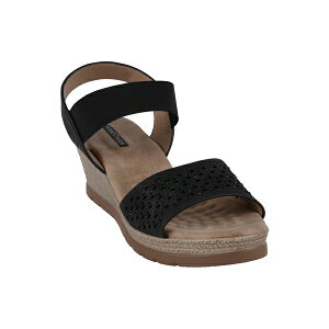 �W�[�V�[�V���[�Y ���f�B�[�X �T���_�� �V���[�Y Women's Bane Embellished Elastic Double Band Wedge Sandals Black