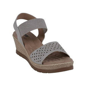 �W�[�V�[�V���[�Y ���f�B�[�X �T���_�� �V���[�Y Women's Bane Embellished Elastic Double Band Wedge Sandals Silver