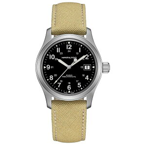 n~g fB[X rv ANZT[ Unisex Swiss Mechanical Khaki Field Khaki Canvas Strap Watch 38mm Beige