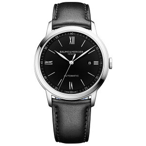 {[VG fB[X rv ANZT[ Men's Swiss Automatic Classima Black Leather Strap Watch 42mm Black