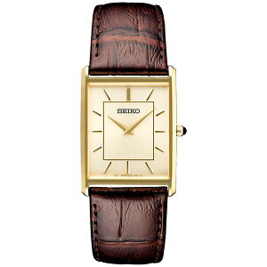 ZCR[ fB[X rv ANZT[ Men's Essentials Brown Leather Strap Watch 29mm Gold