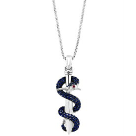 エフィー コレクション レディース ネックレス・チョーカー・ペンダントトップ アクセサリー EFFY&reg; Men's Sapphire (5/8 ct. t.w.) & Ruby Accent Snake & Sword 22" Pendant Necklace in Sterling Silver Sterling Silver
