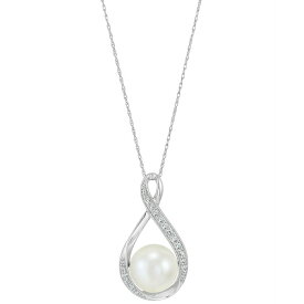ホノラ メンズ ネックレス・チョーカー アクセサリー Cultured Ming Pearl (11mm) & Diamond (1/4 ct. t.w.) Swirl Pendant Necklace in 14k Gold, 16" + 2" extender White Gold