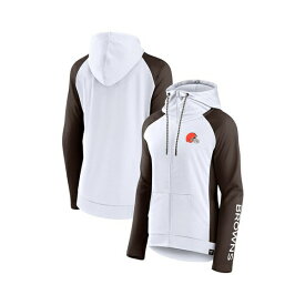 ファナティクス レディース パーカー・スウェットシャツ アウター Women's Branded White, Brown Cleveland Browns End Around Raglan Full-Zip Hoodie White, Brown