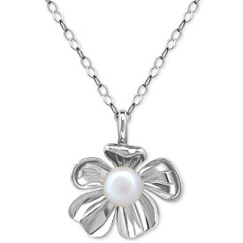 ジャニ ベルニーニ メンズ ネックレス・チョーカー アクセサリー Cultured Freshwater Pearl (5mm) Flower Pendant Necklace, 16" + 2" extender, Created for Macy's Silver