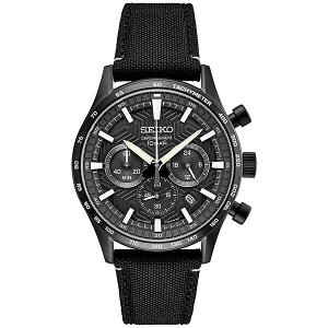 セイコー メンズ 腕時計 アクセサリー Men's Chronograph Essentials Black Nylon Strap Watch 43mm Black