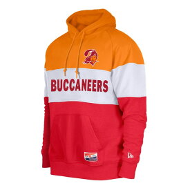 ニューエラ メンズ パーカー・スウェットシャツ アウター Tampa Bay Buccaneers New Era Throwback Colorblocked Pullover Hoodie Orange/Red