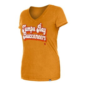 ニューエラ レディース Tシャツ トップス Tampa Bay Buccaneers New Era Women's Enzyme Wash Low VNeck TShirt Orange