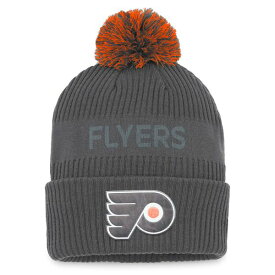 ファナティクス メンズ 帽子 アクセサリー Philadelphia Flyers Fanatics Authentic Pro Home Ice Cuffed Knit Hat with Pom Charcoal