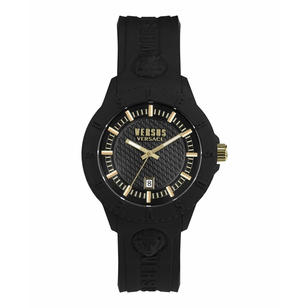 ヴェルサス ヴェルサーチ メンズ 腕時計 アクセサリー Men's Hand Date Quartz Tokyo Black Silicone Watch, 43mm Black