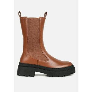 hO fB[X u[c V[Y Womens jolt elasticated gussets lug sole boots Tan