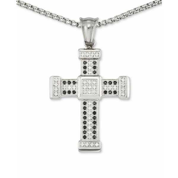 レガシー フォー メン バイ シモン アイ スミス メンズ ネックレス・チョーカー アクセサリー Men's Crystal Cross 24" Pendant Necklace in Stainless Steel Stainless Steel