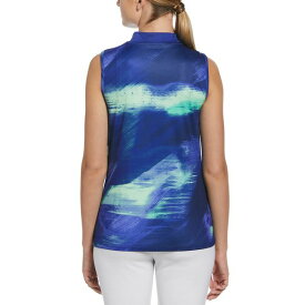 PGAツアー レディース シャツ トップス Women's Brushed Abstract Print Sleeveless Golf Shirt Bluing