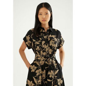 ラルフローレン レディース ワンピース トップス WILISANT SHORT SLEEVE DAY DRESS - Shirt dress - black/tan